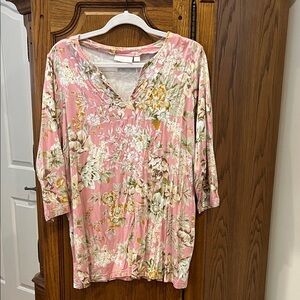 Belle by Kim Gravel Floral Pink and Yellow Blouse